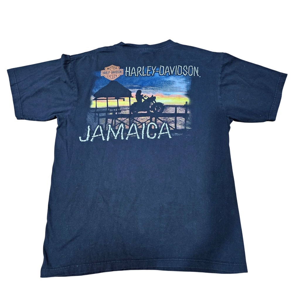 Harley-Davidson Jamaica T-Shirt Mens Large Black Sunset Graphic Tee